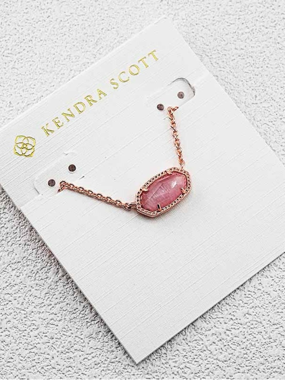 Kendra Scott Rose Gold Pendant Necklace with Pink Stone